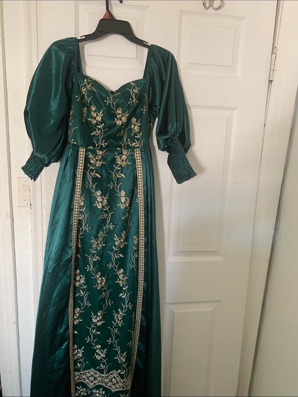 Emerald Green Embroidered Maxi Dress